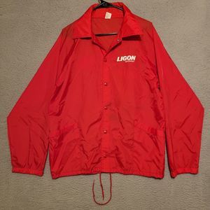 Vintage Ligon Nationwide Mens Red Medium Snap Button Pullover Jacket Made In USA